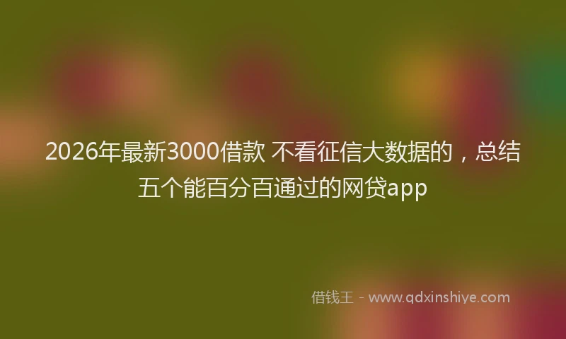 2026年最新3000借款 不看征信大数据的，总结五个能百分百通过的网贷app