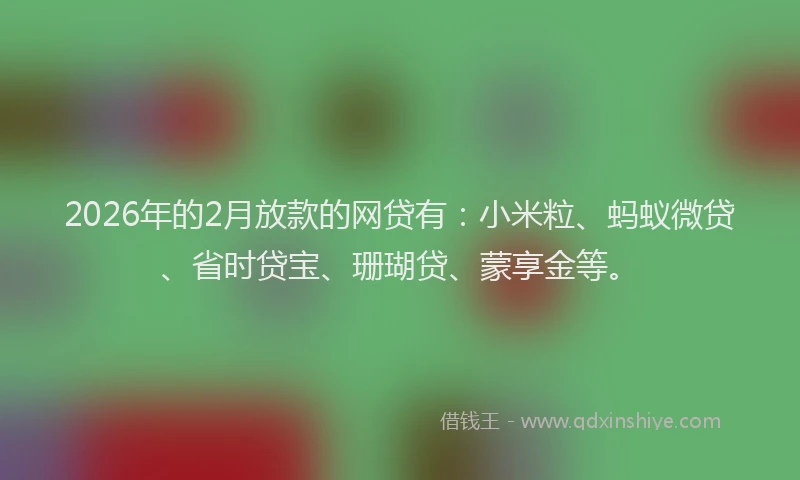 2026年的2月放款的网贷有：小米粒、蚂蚁微贷、省时贷宝、珊瑚贷、蒙享金等。