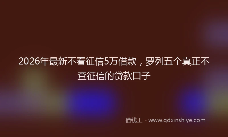 2026年最新不看征信5万借款,罗列五个真正不查征信的贷款口子