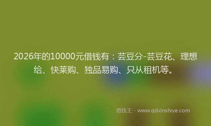 2026年的10000元借钱有：芸豆分-芸豆花、理想给、快莱购、独品易购、只从租机等。