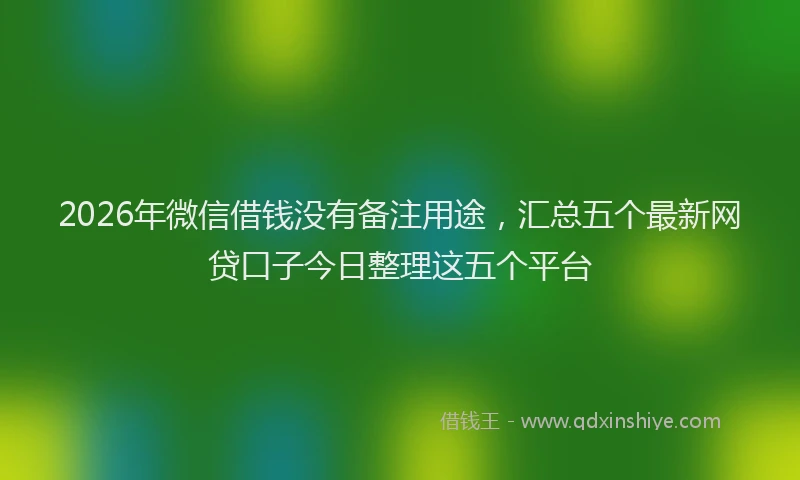 2026年微信借钱没有备注用途,汇总五个最新网贷口子今日整理这五个平台