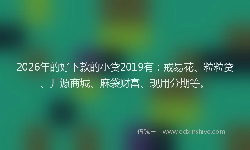 2026年的好下款的小贷2019有：戒易花、粒粒贷、开源商城、麻袋财富、现用分期等。