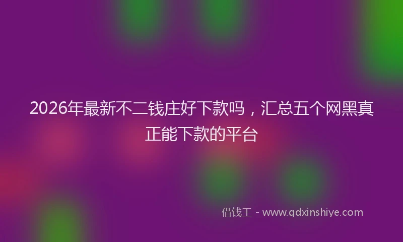 2026年最新不二钱庄好下款吗，汇总五个网黑真正能下款的平台