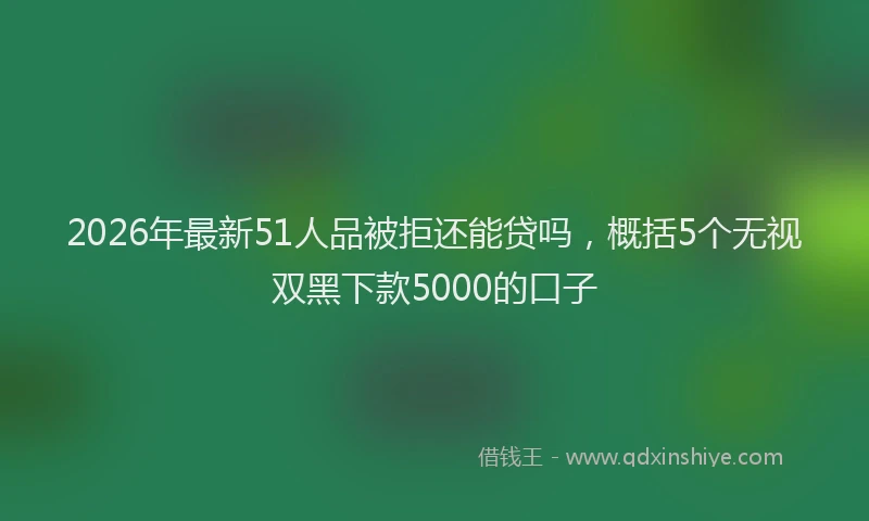 2026年最新51人品被拒还能贷吗，概括5个无视双黑下款5000的口子