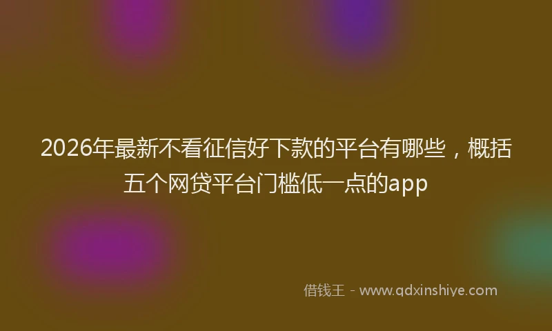 2026年最新不看征信好下款的平台有哪些，概括五个网贷平台门槛低一点的app