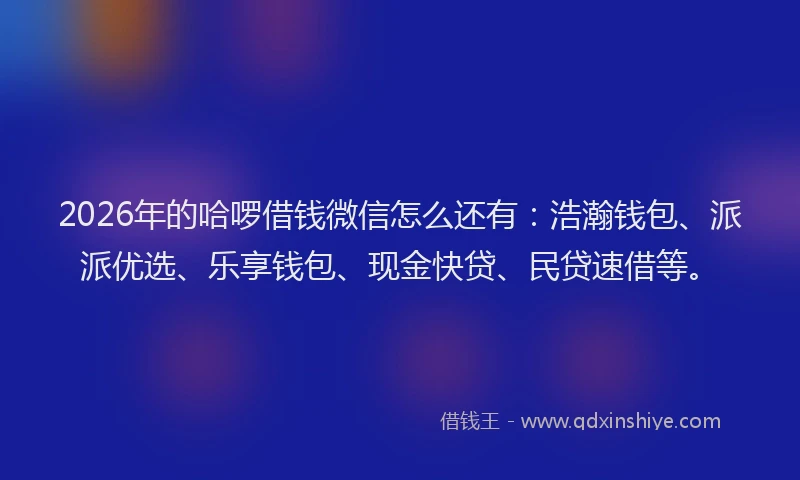 2026年的哈啰借钱微信怎么还有：浩瀚钱包、派派优选、乐享钱包、现金快贷、民贷速借等。
