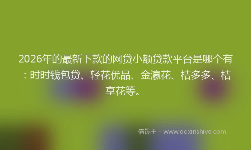 2026年的最新下款的网贷小额贷款平台是哪个有:时时钱包贷、轻花优品、金瀛花、桔多多、桔享花等。