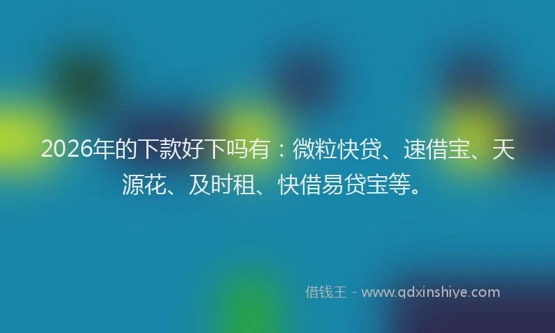 2026年的下款好下吗有：微粒快贷、速借宝、天源花、及时租、快借易贷宝等。