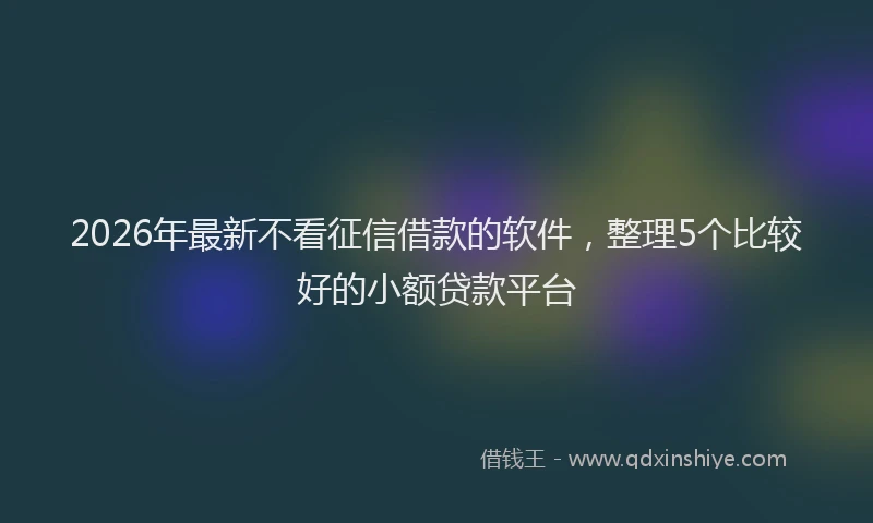 2026年最新不看征信借款的软件，整理5个比较好的小额贷款平台