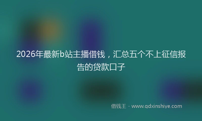 2026年最新b站主播借钱,汇总五个不上征信报告的贷款口子