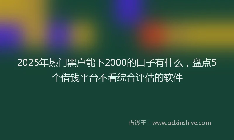 2025年热门黑户能下2000的口子有什么，盘点5个借钱平台不看综合评估的软件
