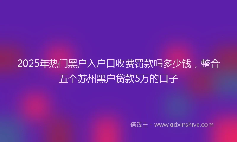 2025年热门黑户入户口收费罚款吗多少钱，整合五个苏州黑户贷款5万的口子