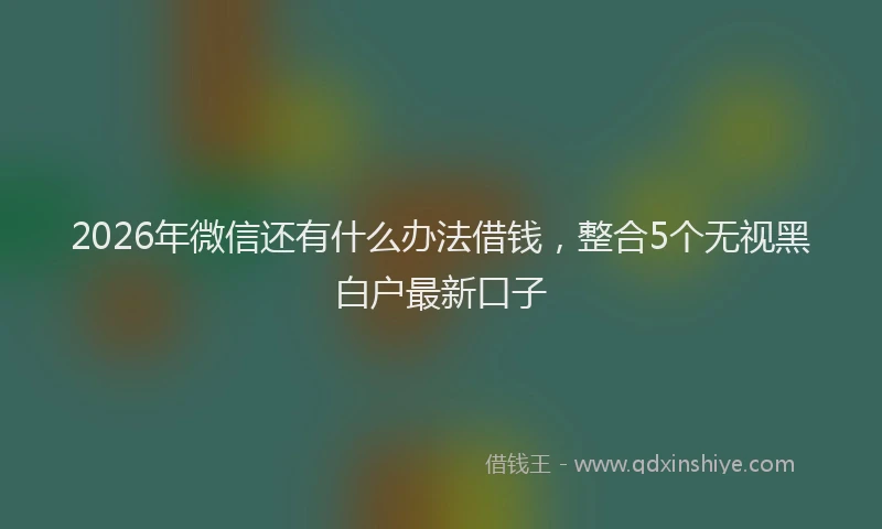 2026年微信还有什么办法借钱，整合5个无视黑白户最新口子
