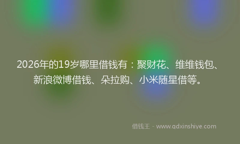 2026年的19岁哪里借钱有:聚财花、维维钱包、新浪微博借钱、朵拉购、小米随星借等。