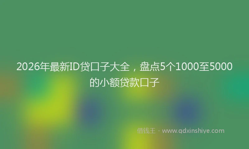 2026年最新ID贷口子大全,盘点5个1000至5000的小额贷款口子