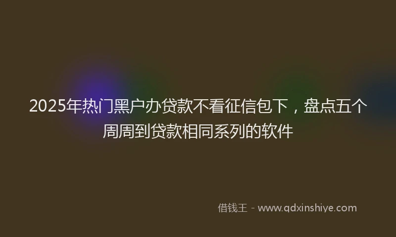 2025年热门黑户办贷款不看征信包下,盘点五个周周到贷款相同系列的软件