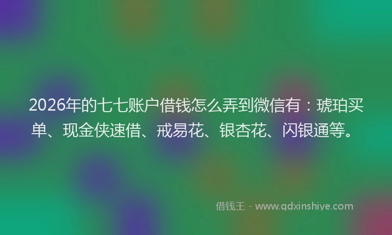 2026年的七七账户借钱怎么弄到微信有:琥珀买单、现金侠速借、戒易花、银杏花、闪银通等。