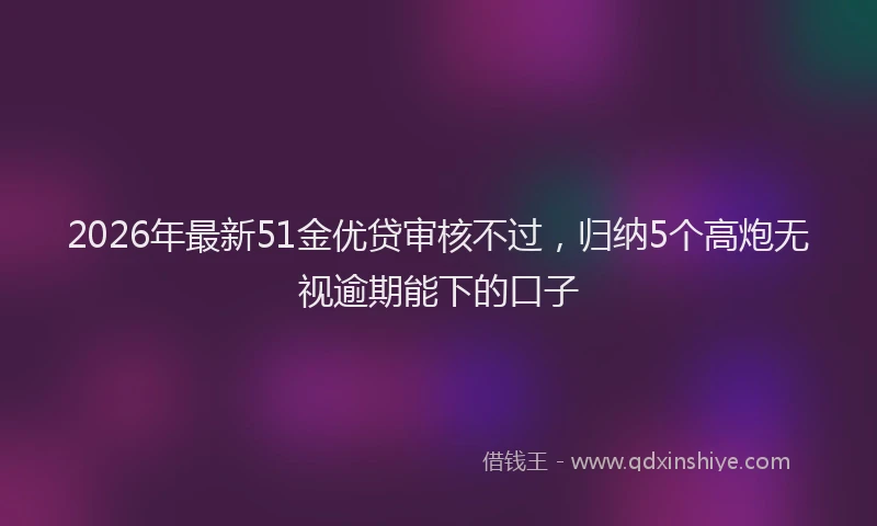 2026年最新51金优贷审核不过,归纳5个高炮无视逾期能下的口子