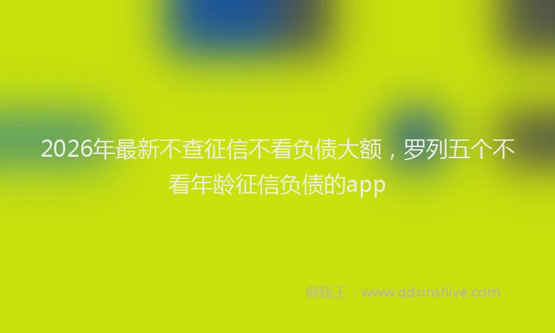 2026年最新不查征信不看负债大额,罗列五个不看年龄征信负债的app