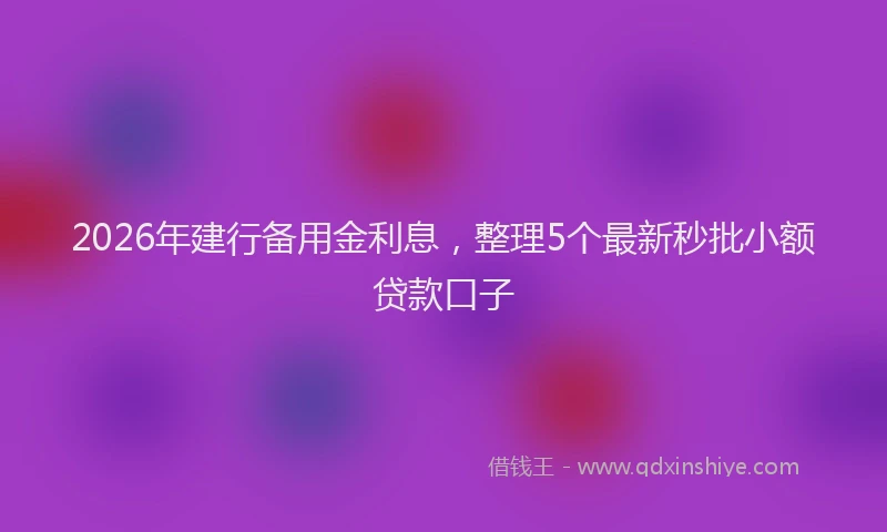 2026年建行备用金利息，整理5个最新秒批小额贷款口子
