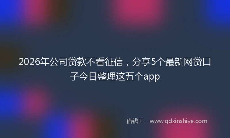2026年公司贷款不看征信，分享5个最新网贷口子今日整理这五个app