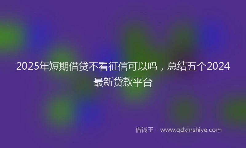2025年短期借贷不看征信可以吗，总结五个2024最新贷款平台