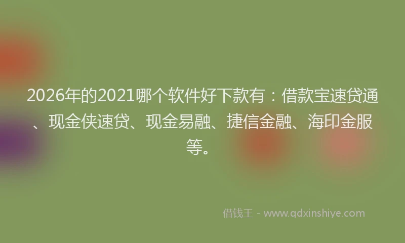 2026年的2021哪个软件好下款有:借款宝速贷通、现金侠速贷、现金易融、捷信金融、海印金服等。