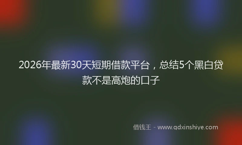 2026年最新30天短期借款平台，总结5个黑白贷款不是高炮的口子