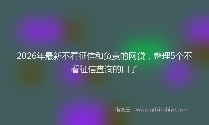 2026年最新不看征信和负责的网贷，整理5个不看征信查询的口子