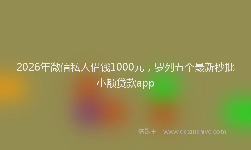 2026年微信私人借钱1000元,罗列五个最新秒批小额贷款app