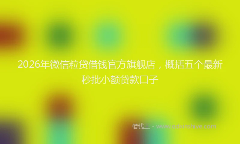 2026年微信粒贷借钱官方旗舰店，概括五个最新秒批小额贷款口子