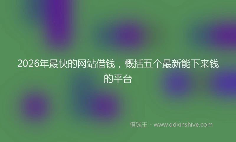 2026年最快的网站借钱,概括五个最新能下来钱的平台