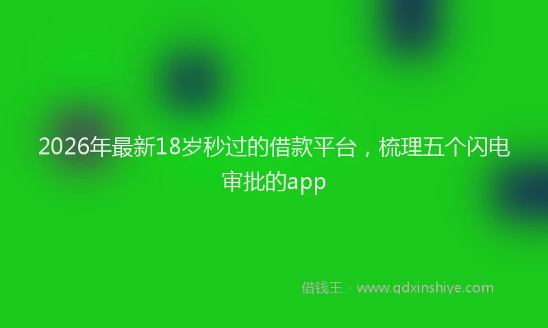 2026年最新18岁秒过的借款平台，梳理五个闪电审批的app