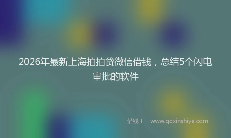 2026年最新上海拍拍贷微信借钱，总结5个闪电审批的软件