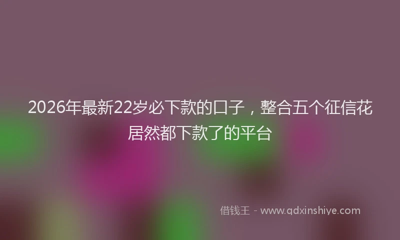2026年最新22岁必下款的口子，整合五个征信花居然都下款了的平台