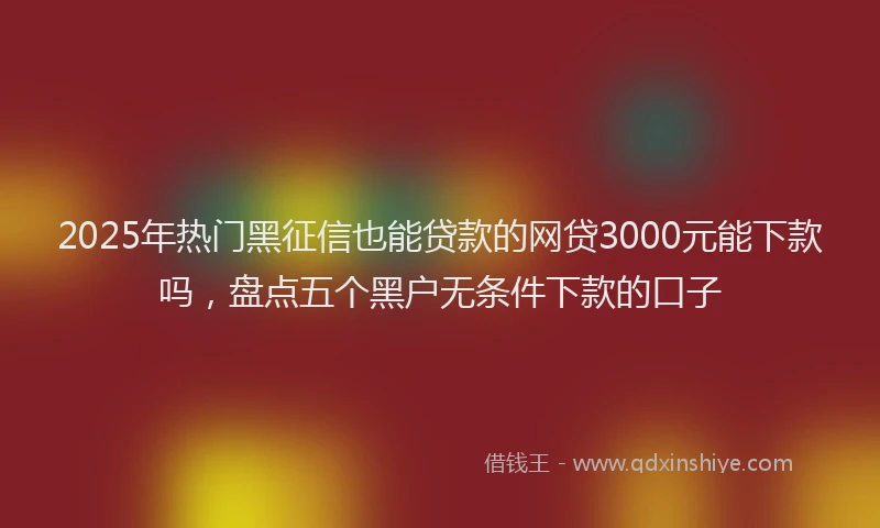 2025年热门黑征信也能贷款的网贷3000元能下款吗,盘点五个黑户无条件下款的口子