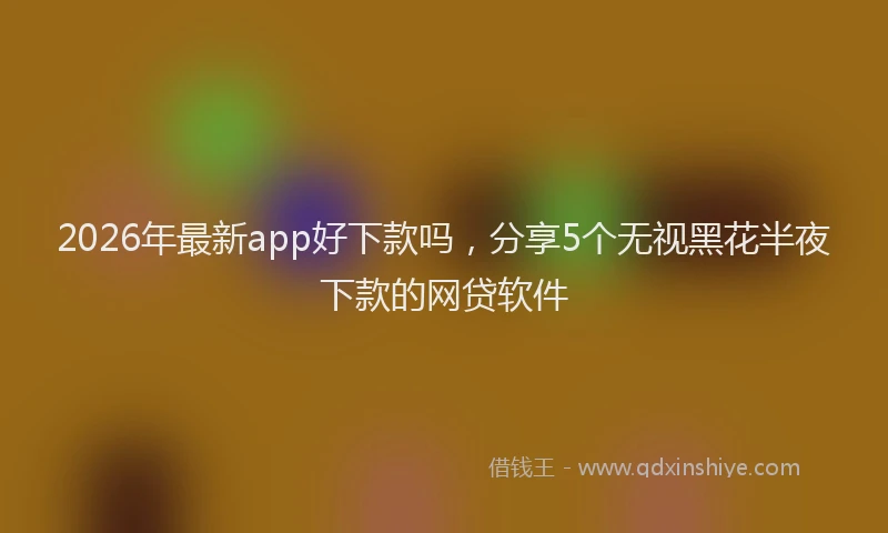 2026年最新app好下款吗,分享5个无视黑花半夜下款的网贷软件