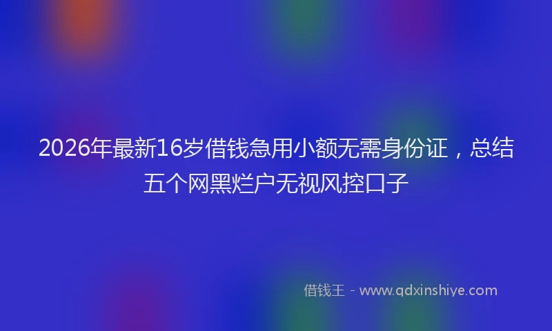 2026年最新16岁借钱急用小额无需身份证，总结五个网黑烂户无视风控口子