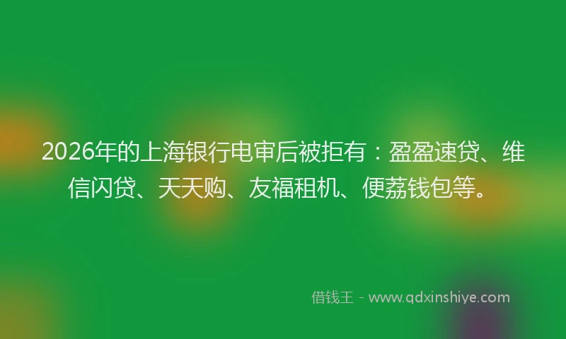 2026年的上海银行电审后被拒有：盈盈速贷、维信闪贷、天天购、友福租机、便荔钱包等。