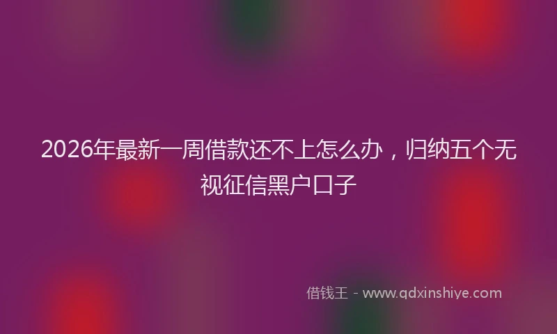 2026年最新一周借款还不上怎么办,归纳五个无视征信黑户口子