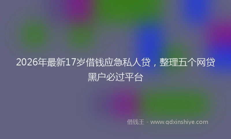 2026年最新17岁借钱应急私人贷，整理五个网贷黑户必过平台
