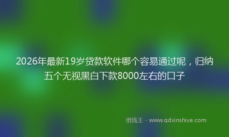 2026年最新19岁贷款软件哪个容易通过呢，归纳五个无视黑白下款8000左右的口子