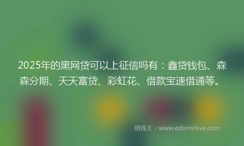 2025年的黑网贷可以上征信吗有：鑫贷钱包、森森分期、天天富贷、彩虹花、借款宝速借通等。