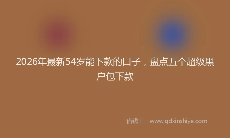 2026年最新54岁能下款的口子，盘点五个超级黑户包下款