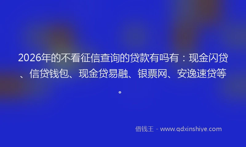 2026年的不看征信查询的贷款有吗有:现金闪贷、信贷钱包、现金贷易融、银票网、安逸速贷等。