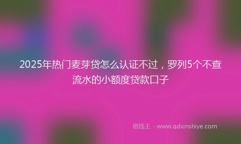 2025年热门麦芽贷怎么认证不过，罗列5个不查流水的小额度贷款口子