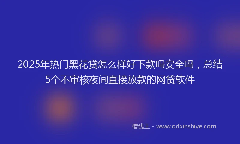 2025年热门黑花贷怎么样好下款吗安全吗，总结5个不审核夜间直接放款的网贷软件