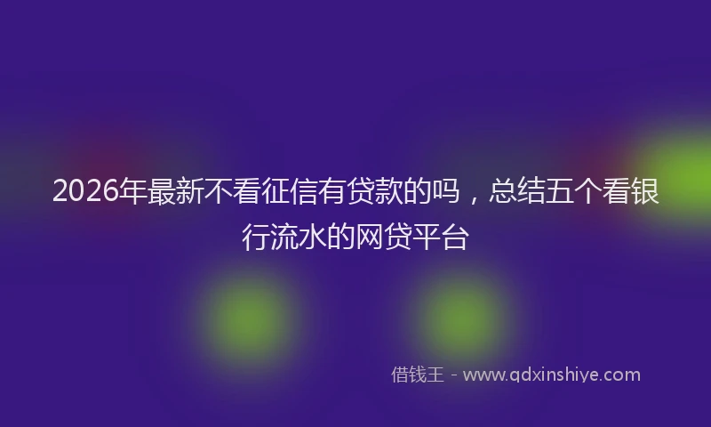 2026年最新不看征信有贷款的吗,总结五个看银行流水的网贷平台