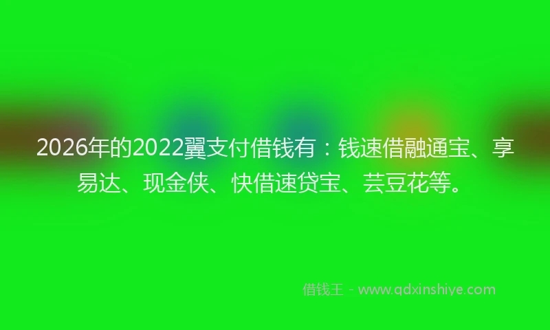 2026年的2022翼支付借钱有:钱速借融通宝、享易达、现金侠、快借速贷宝、芸豆花等。