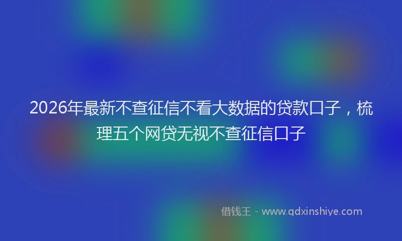 2026年最新不查征信不看大数据的贷款口子,梳理五个网贷无视不查征信口子